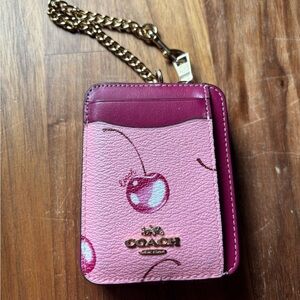 Used Coach Pink Cherry Card Holder/Wallet